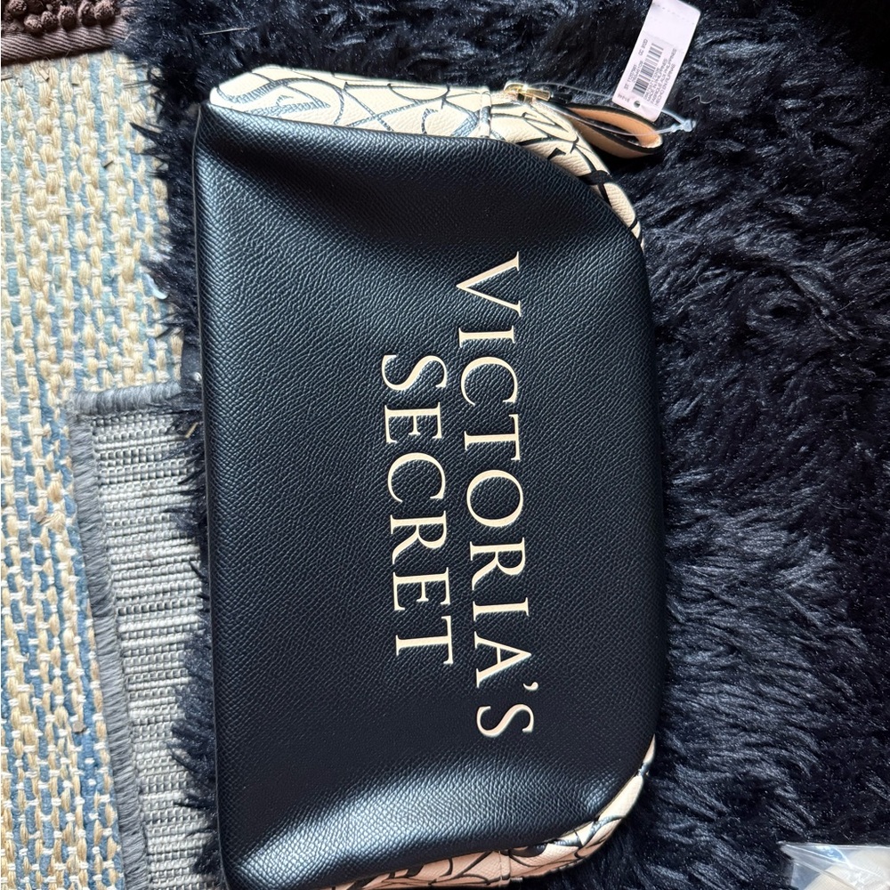 Victoria's Secret Black and Cream Cosmetic Bag